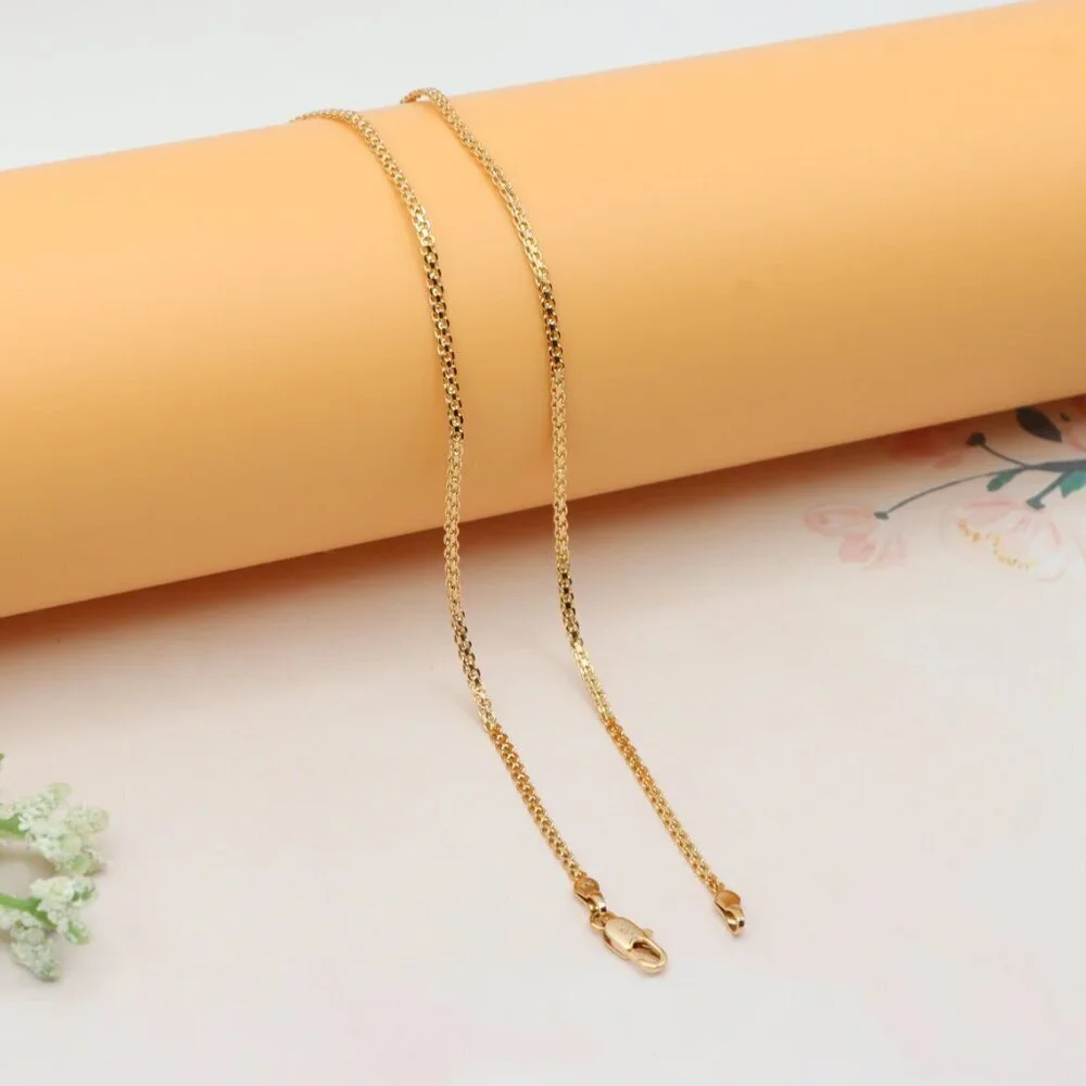 Sleek Flat Rose Gold Box Chain Necklace Lobster Clasp Closure, XPNL0231